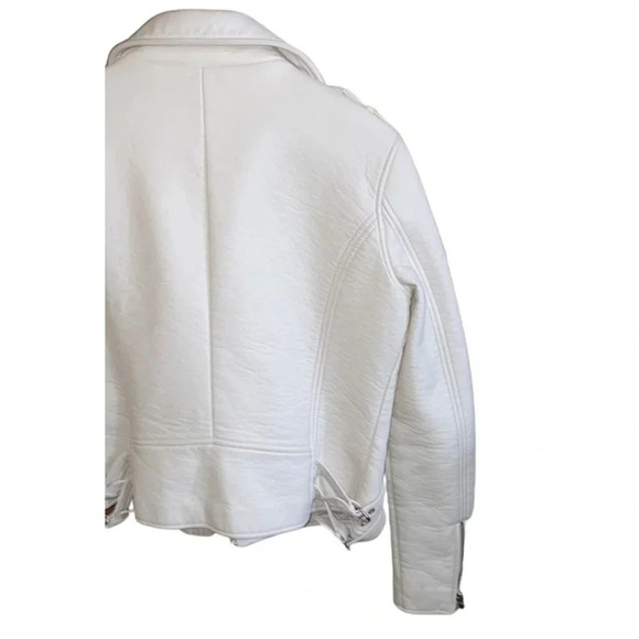 Anthropologie Silence + Noise Cream Faux Leather Jacket Size Large - Picture 7 of 13
